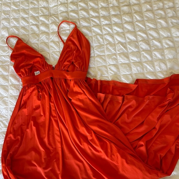 House of CB Ischia Orange cutout goddess maxi dress - Picture 6 of 13